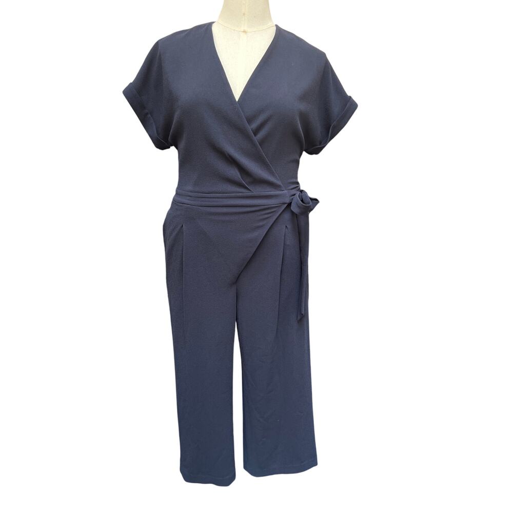 Banana Republic Short Sleeve Jumpsuit Women's Size 12 Navy Blue